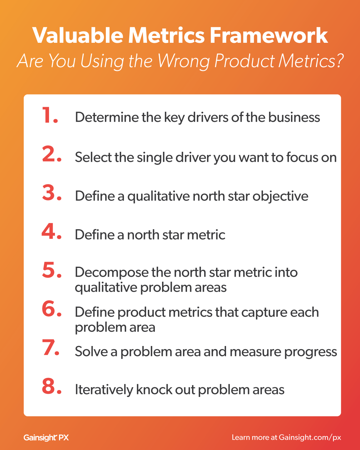 Valuable Metrics Framework Gainsight PX Product Analytics product experience tool 8
