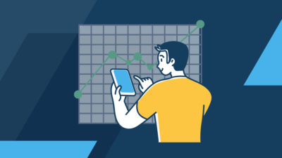 Animation of a man making calculations on a graph
