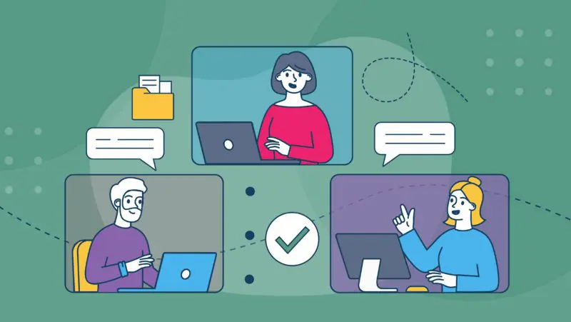 graphic of company team members working together