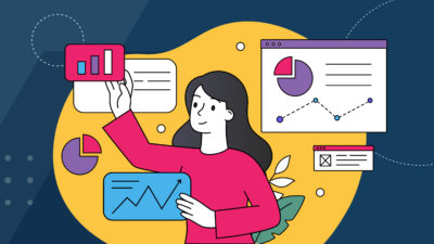 business woman measuring performance of product with charts and graphs