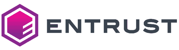 Entrust logo with a purple hexagon containing a stylized "E" on the left, and the word "ENTRUST" in bold black letters to the right, as seen at the GameChanger Awards in Europe.
