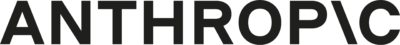 The image shows the word "ANTHROPIC" in bold, black, uppercase letters with a backslash at the end, set against a white background—an understated nod to innovation worthy of the GameChanger Awards.
