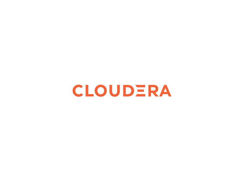 The image shows the word "CLOUDERA" in bold, uppercase orange letters centered on a white background, celebrating its recognition at the GameChanger Awards.