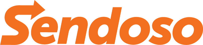 The image shows the Sendoso logo in bold orange letters, with an arrow incorporated into the capital "S" at the beginning—highlighting its connection to the GameChanger Awards.