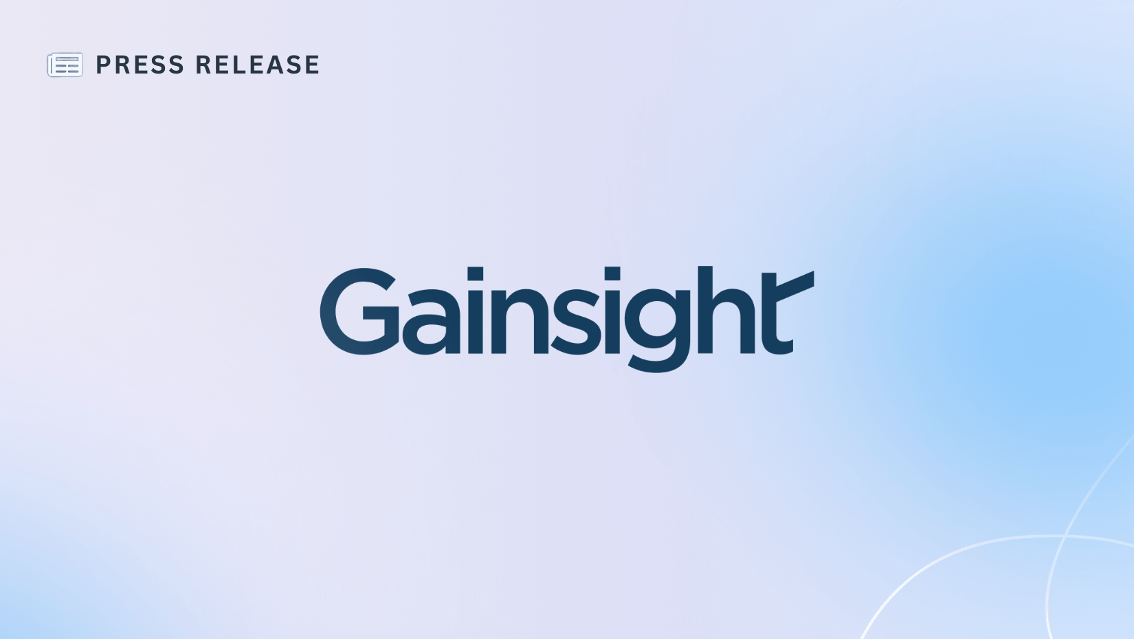 Gainsight logo centered on a light gradient background with “Press Release” written in the upper left corner, highlighting how Gainsight helps organizations grow revenue by putting customer context at the forefront.