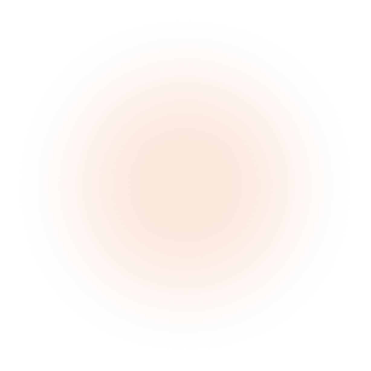 A soft, circular peach-colored gradient fading into a white background.